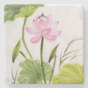 Watercolor Painting Of Lotus Flower 2 Stone Coaster