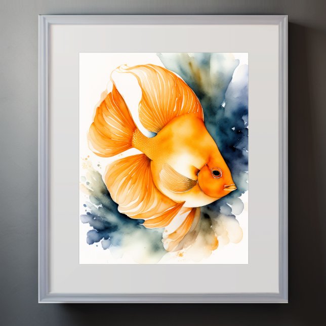 Watercolor Painting of Orange Fish Poster (Creator Uploaded)