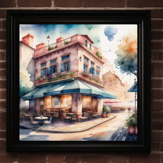 Watercolor Painting of Parisian Cafe Poster (Creator Uploaded)