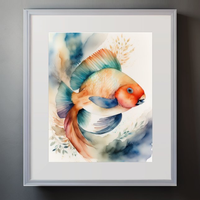 Watercolor Painting of Parrot Fish II Poster (Creator Uploaded)