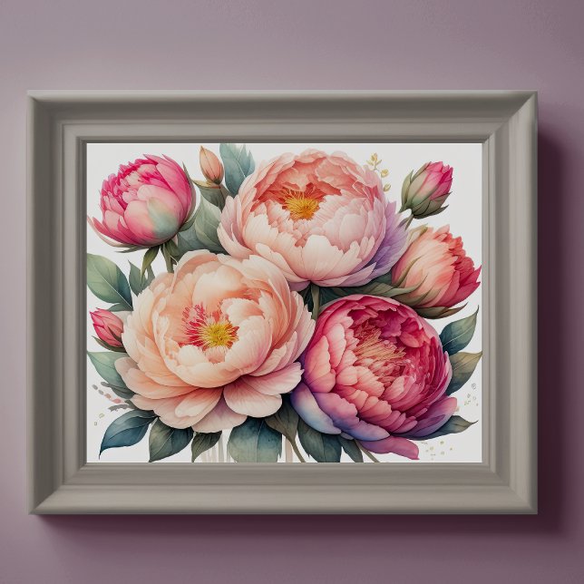 Watercolor Painting of Peonies IV Poster (Creator Uploaded)