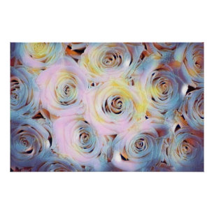 Watercolor Painting of pink purple roses Poster