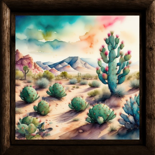 Watercolor Painting of Rural Landscape Desert Poster (Creator Uploaded)