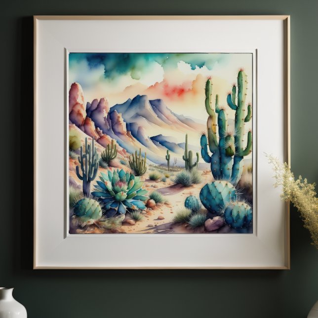 Watercolor Painting of Rural Landscape Desert Poster (Creator Uploaded)