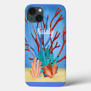 Watercolor painting of sea corals iPhone 13 case