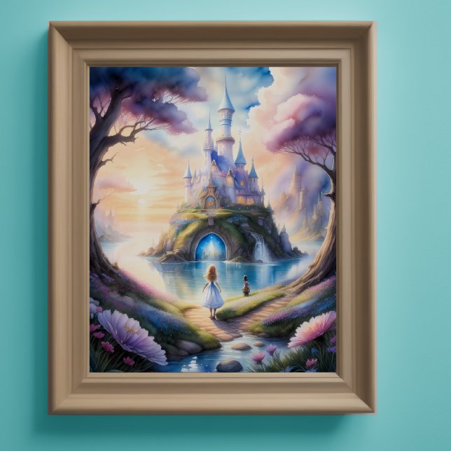 Watercolor Painting of Storybook Castle Poster (Creator Uploaded)
