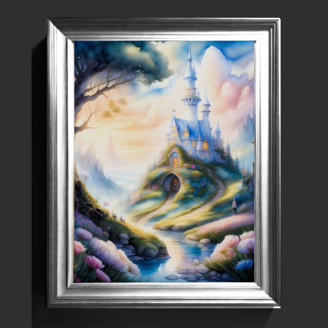Watercolor Painting of Storybook Castle Poster (Creator Uploaded)