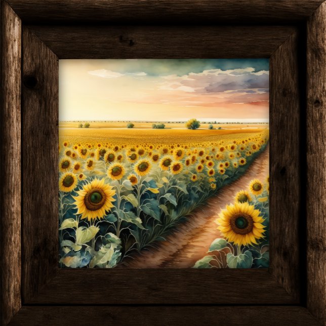 Watercolor Painting of Sunflower Landscape Poster (Creator Uploaded)