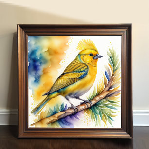 Watercolor Painting of Yellow Bird 1:1 Poster