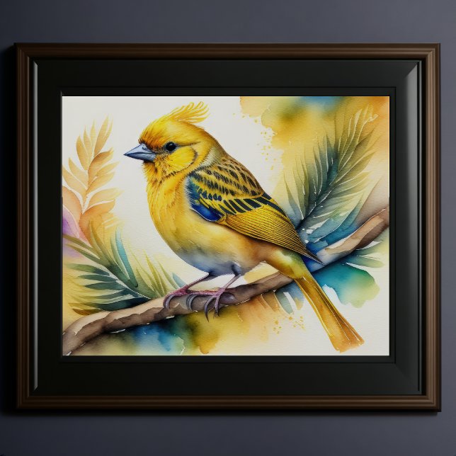 Watercolor Painting of Yellow Bird 5:4 Poster (Creator Uploaded)