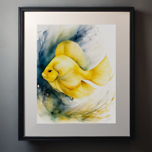 Watercolor Painting of Yellow Fish Poster