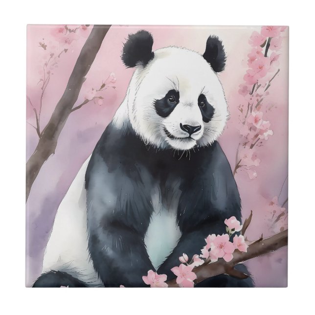 Watercolor Painting Panda Bear Ceramic Tile (Front)