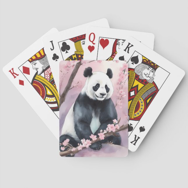 Watercolor Painting Panda Bear Playing Cards (Back)