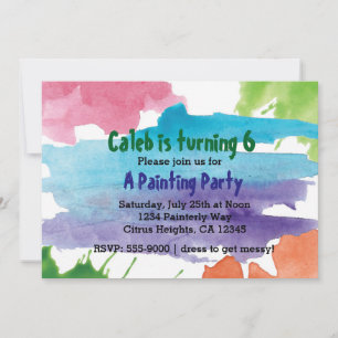 Watercolor Painting Party Birthday Invitation