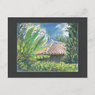 Watercolor Painting Postcard Okinawa Fukugi