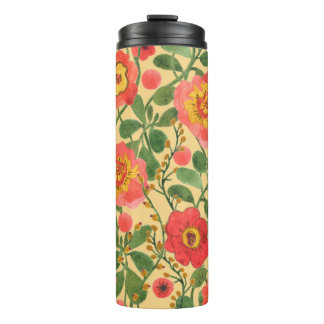 Watercolor painting retro floral seamless pattern thermal tumbler