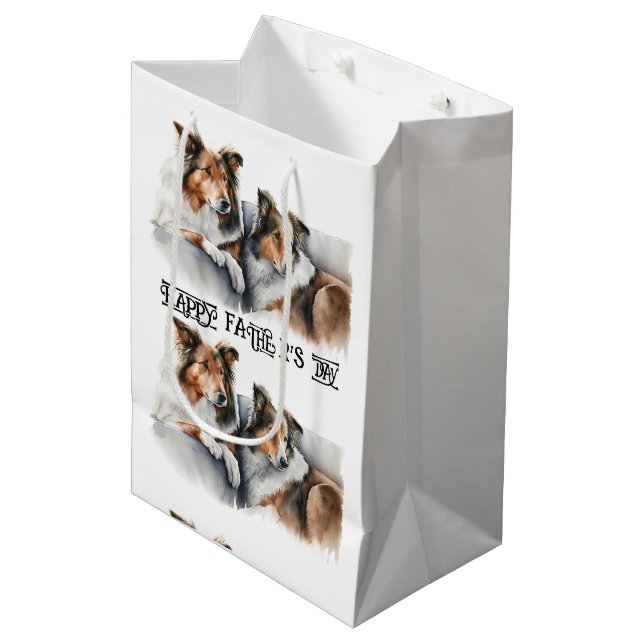 Watercolor Painting Rough Collies Medium Gift Bag (Front Angled)
