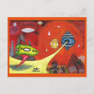 Watercolor Painting Science Fiction Dimension Art Holiday Postcard