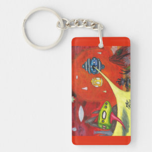 Watercolor Painting Science Fiction Dimension Art Key Ring