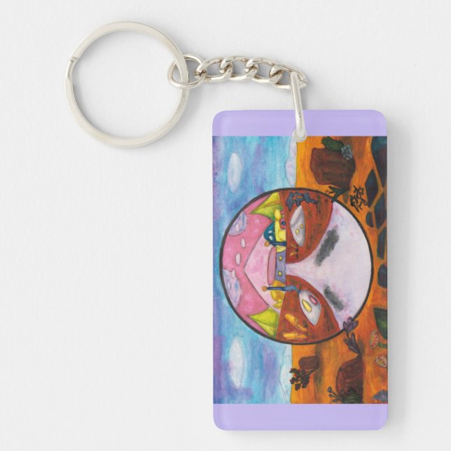 Watercolor Painting Science Fiction Dimension Art Key Ring (Front)