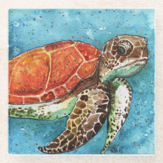 Watercolor Painting- Sea Turtle coaster