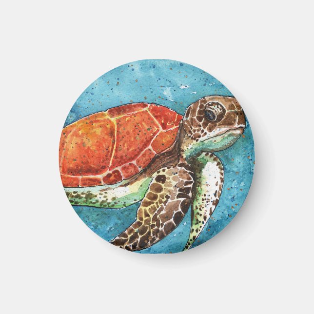 Watercolor Painting- Sea Turtle magnet (Front)