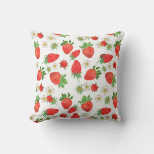 Watercolor painting Seamless pattern of strawberri Cushion
