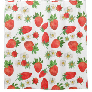 Watercolor painting Seamless pattern of strawberri Shower Curtain