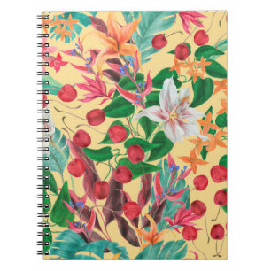 Watercolor painting seamless pattern with beautifu notebook