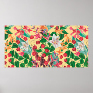 Watercolor painting seamless pattern with beautifu poster