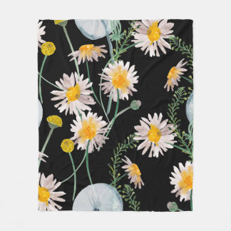 Watercolor painting seamless pattern with chamomil fleece blanket