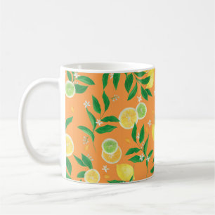 Watercolor painting seamless pattern with citrus f coffee mug