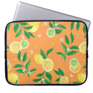 Watercolor painting seamless pattern with citrus f laptop sleeve