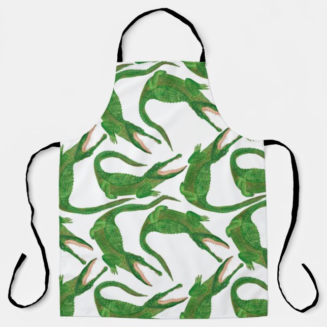 watercolor painting seamless pattern with crocodil apron (Front)