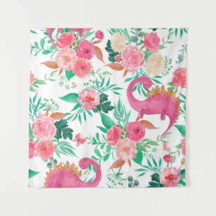Watercolor painting seamless pattern with cute din tapestry