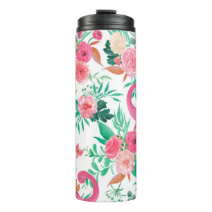 Watercolor painting seamless pattern with cute din thermal tumbler