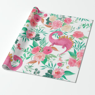 Watercolor painting seamless pattern with cute din wrapping paper