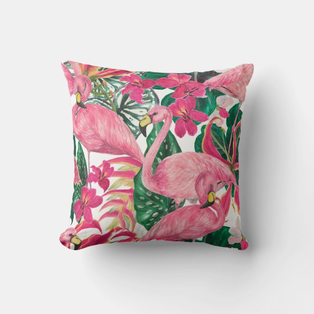 Watercolor painting seamless pattern with flamingo cushion (Front)