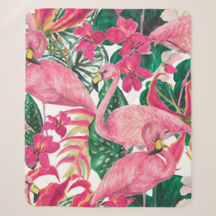 Watercolor painting seamless pattern with flamingo sherpa blanket