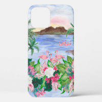 Watercolor painting seamless pattern with hawaiian