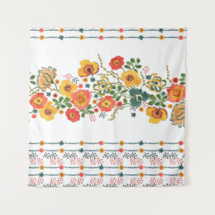 Watercolor painting seamless pattern with stylized tapestry