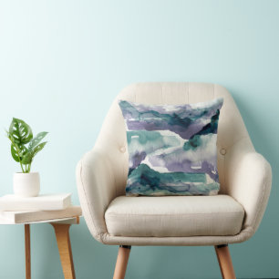 Watercolor Painting Tie Dye Blue Purple  Cushion