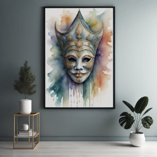 Watercolor Painting Venetian Mask 3:2 XII Poster