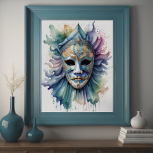 Watercolor Painting Venetian Mask VII Poster