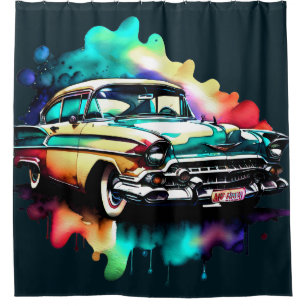 Watercolor Painting Vintage Car Shower Curtain