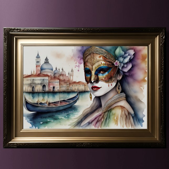 Watercolor Painting Woman Wearing Mask Poster (Creator Uploaded)