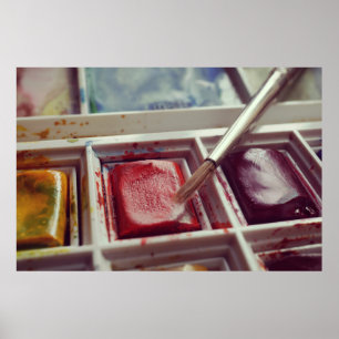 Watercolor paints photographic print. poster