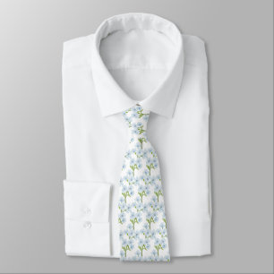 watercolor pale blue flowers tie