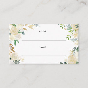Watercolor Pale Peonies with Gold Glitter Leaves Enclosure Card