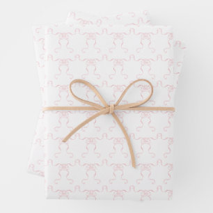 Watercolor Pale Pink Bows Wrapping Paper Sheet